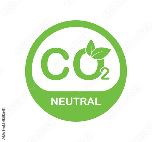 CO2  green stamp - carbon emissions free, no air atmosphere pollution, industrial production eco-friendly isolated sign
