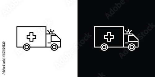 Ambulance icons isolated outline vector icon with editable stroke