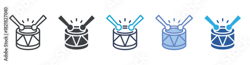 Toy Drum icon set multiple style collection