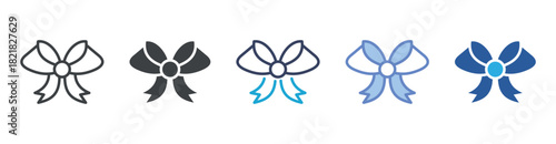 Ribbon Bow icon set multiple style collection