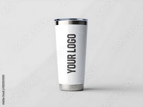 White insulated travel tumbler mug mockup for branding and logos