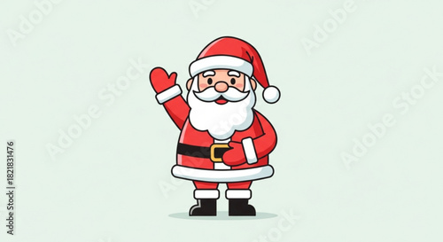 Cartoon Santa Claus waving hello, spreading Christmas cheer and holiday joy, a festive icon ready to bring happiness during the holiday season