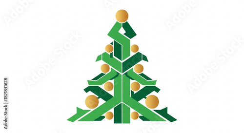 Modern geometric Christmas tree design for festive greetings, holiday invitations, and elegant seasonal promotions with an eye-catching minimalist style