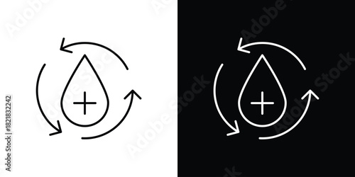 Blood flow icons isolated outline vector icon with editable stroke