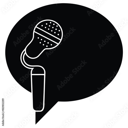 speech bubble with mic  vector icon