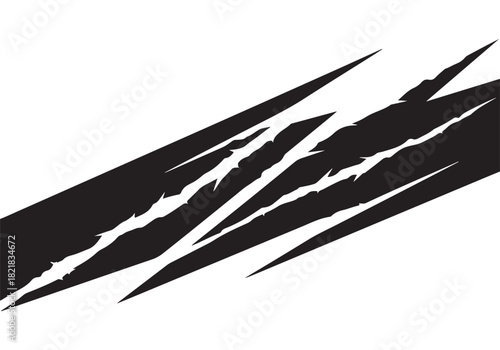 Black claw marks on white background abstract design