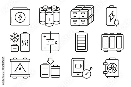 Thermal battery technology module vector management energy icon indicator charging unit