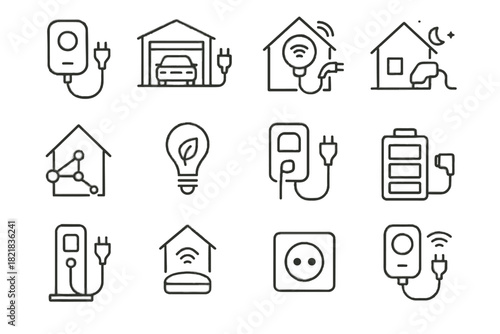 Home plug charger garage indoor vector symbol charging level ev icon icons