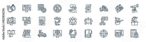 linear goals for the year icon pack. vector thin line icons collection such as pro player, new job, goals, mood board, trophy, donating, trophy, diet