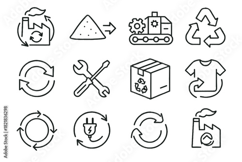 Vector circular item product arrows loop reuse factory input icon closed flowchart