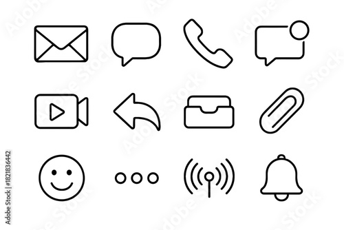 Communication vector reply push bubble modern icon message reaction phone attachment video