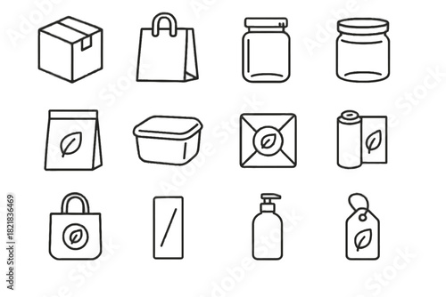 Vector film metal wrap icons icon label biodegradable eco compostable packaging minimal