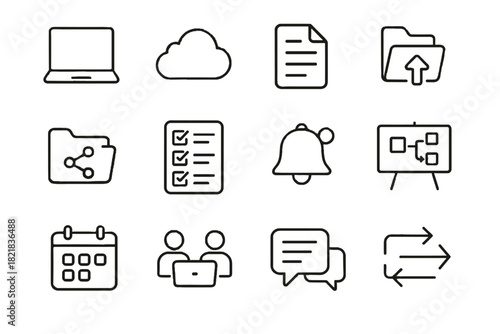 Meeting arrows digital folder workspace icon calendar file whiteboard vector shared icons