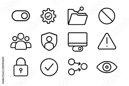 Approval switch connected user restricted sharing data vector icon settings flow visibility