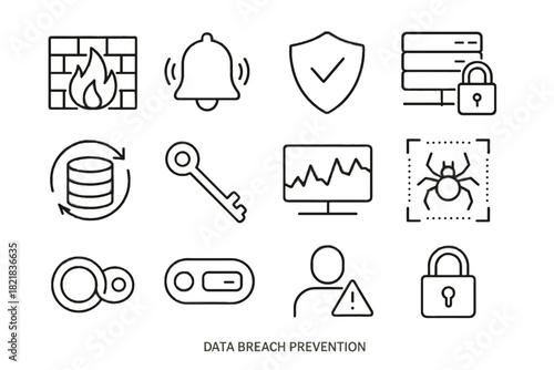 Token data security icon intrusion authentication alert server antivirus monitoring vector key