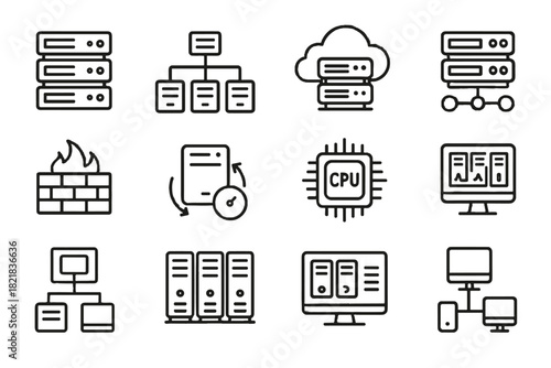 Server icon ram load cloud vector devices icons cpu virtual center storage