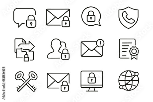 Encrypted protection exchange envelope secure icon transfer notification vector icons communication conversation
