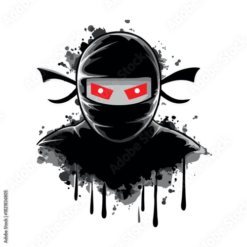 Dark Ninja Warrior Vector Illustration