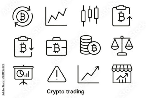 Exchange order crypto vector token price candlestick trading stack icons icon graph