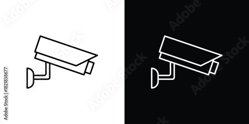 CCTV camera icons isolated outline vector icon with editable stroke