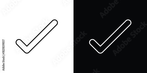 Check mark icons isolated outline vector icon with editable stroke