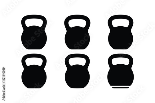 Kettlebell Fitness Equipment Icons Set