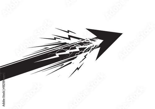 Black arrow symbolizing progress and momentum with a distressed effect