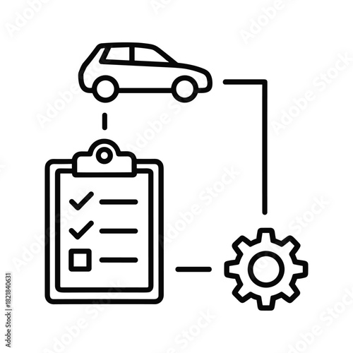 Car maintenance checklist and repair process icon isolated on