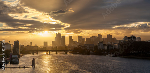 Photography Gennevilliers, France - 11 18 2025: Panoramic view of La Seine river, railway br