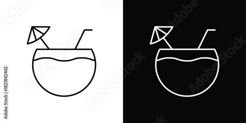 Coconut drink icons isolated outline vector icon with editable stroke