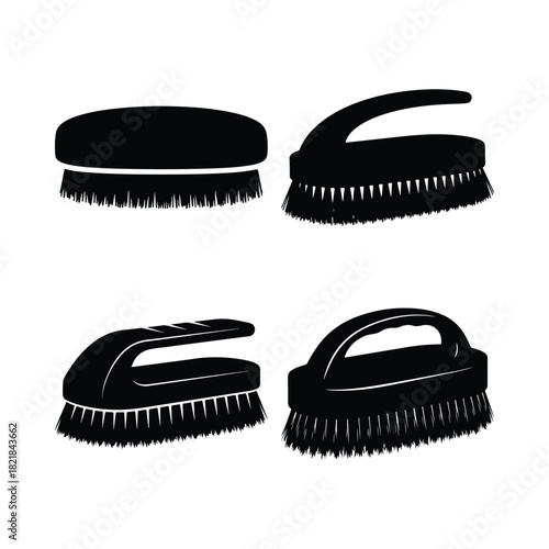 Scrub Brushes and Cleaning Brushes Silhouettes