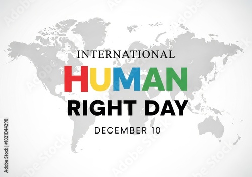 Commemorate international human rights day on december 10 with a global map background, symbolizing unity and advocacy for human rights