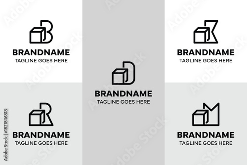 Letter B D K R M Box Logo Set, symbolizing structure, stability, and modern versatility