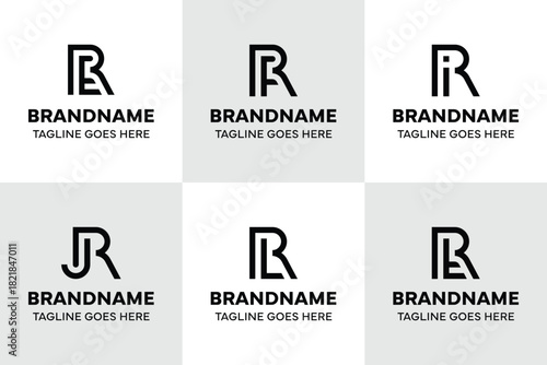 Letters RE RF RI RJ RL RT Monogram Logo Set, for RE ER RI IR RJ JR RL LR RT TR initials