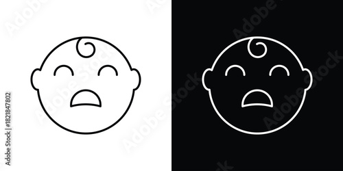 Crying baby icons isolated outline vector icon with editable stroke