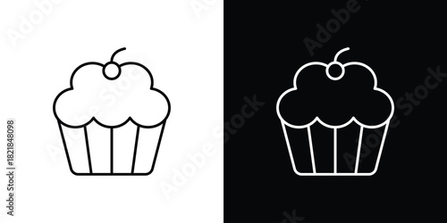 Cup Cake icons isolated outline vector icon with editable stroke