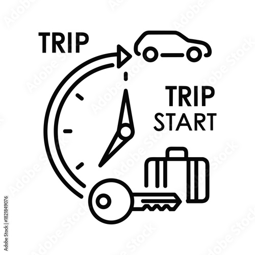 Two black and white dice rolling in mid-air, a line art icon representing games, luck, and chance.