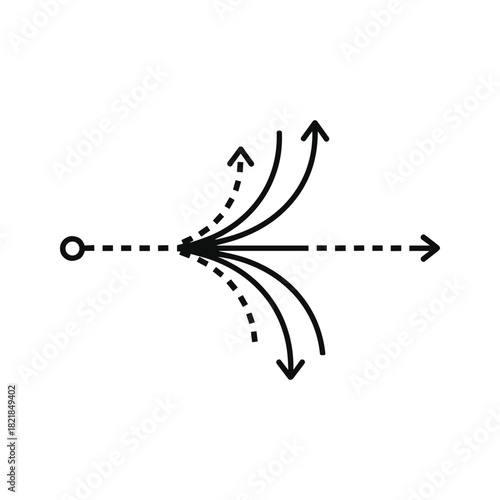 Abstract graphic showing divergence from a central point isolated on