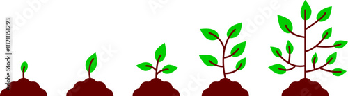 Colorful Plant Growth Evolution Icons