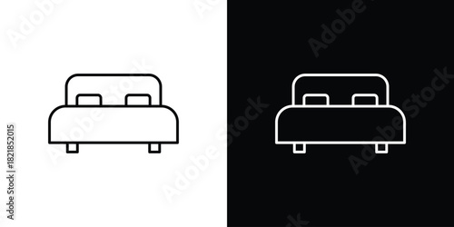Double bed icons isolated outline vector icon with editable stroke