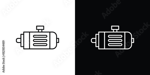 Electric motor icons isolated outline vector icon with editable stroke