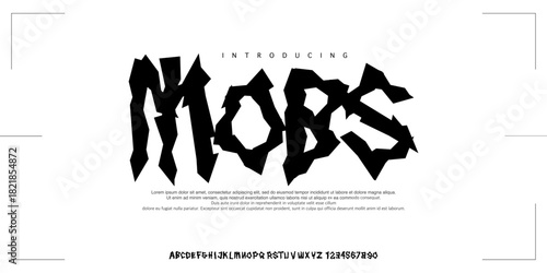 Mobs Font is An aggressive grunge display font with sharp jagged shapes and chaotic style, perfect for street art, music, posters, and branding.