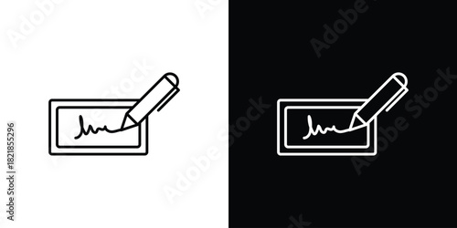 Electronic signature icons isolated outline vector icon with editable stroke