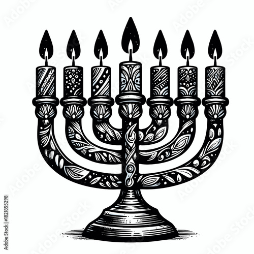 Silver menorah isolated
