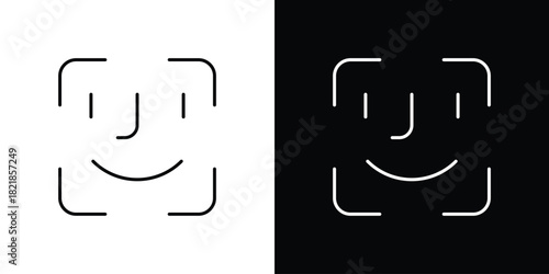 Face id icons isolated outline vector icon with editable stroke