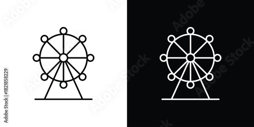 Ferris wheel icons isolated outline vector icon with editable stroke