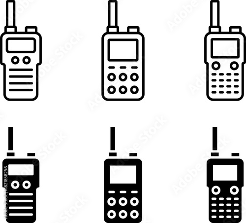 Professional Walkie-Talkie Communication Device Icons