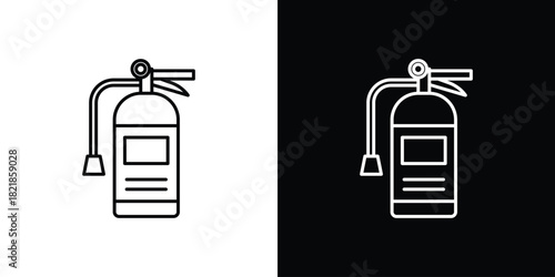 Fire extinguisher icons isolated outline vector icon with editable stroke