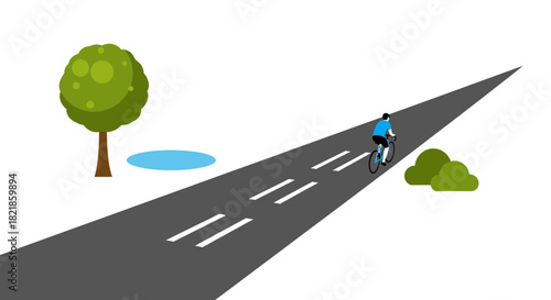 Enjoy a brisk bike ride on a scenic road, breathing fresh air and soaking up the sunshine, promoting fitness and a healthy active lifestyle outdoors