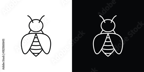 Flying bee icons isolated outline vector icon with editable stroke